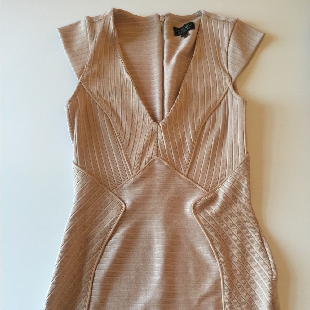 Topshop Blush Pink Body Con Ribbed Dress Size 6